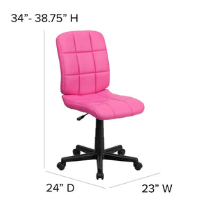 English Elm Clayton Mid-Back Quilted Vinyl Swivel Task Chair - Ergonomic Comfort for Home and Office Spaces Pink GO-1691-1-PINK-GG