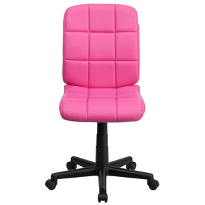 English Elm Clayton Mid-Back Quilted Vinyl Swivel Task Chair - Ergonomic Comfort for Home and Office Spaces Pink GO-1691-1-PINK-GG