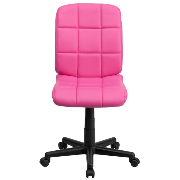 English Elm Clayton Mid-Back Quilted Vinyl Swivel Task Chair - Ergonomic Comfort for Home and Office Spaces Pink GO-1691-1-PINK-GG
