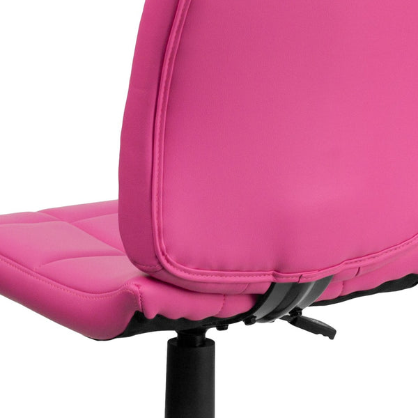 English Elm Clayton Mid-Back Quilted Vinyl Swivel Task Chair - Ergonomic Comfort for Home and Office Spaces Pink GO-1691-1-PINK-GG