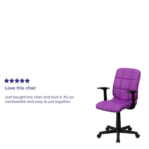 English Elm Clayton Mid-Back Quilted Vinyl Swivel Task Office Chair for Comfort, Style, and Versatile Use Purple GO-1691-1-PUR-A-GG