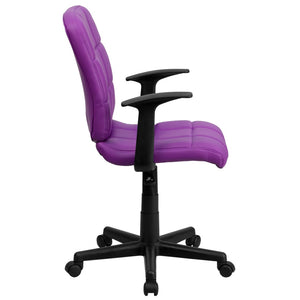 English Elm Clayton Mid-Back Quilted Vinyl Swivel Task Office Chair for Comfort, Style, and Versatile Use Purple GO-1691-1-PUR-A-GG