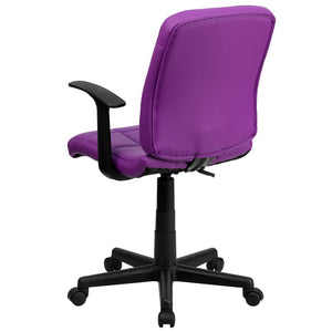 English Elm Clayton Mid-Back Quilted Vinyl Swivel Task Office Chair for Comfort, Style, and Versatile Use Purple GO-1691-1-PUR-A-GG