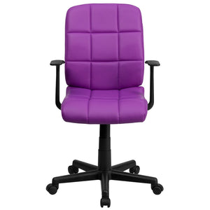 English Elm Clayton Mid-Back Quilted Vinyl Swivel Task Office Chair for Comfort, Style, and Versatile Use Purple GO-1691-1-PUR-A-GG