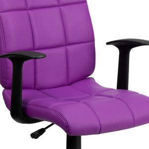English Elm Clayton Mid-Back Quilted Vinyl Swivel Task Office Chair for Comfort, Style, and Versatile Use Purple GO-1691-1-PUR-A-GG