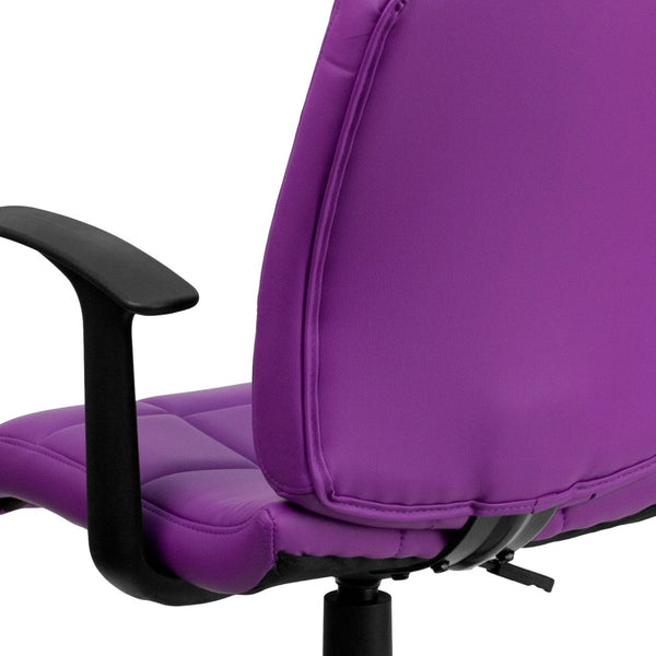 English Elm Clayton Mid-Back Quilted Vinyl Swivel Task Office Chair for Comfort, Style, and Versatile Use Purple GO-1691-1-PUR-A-GG
