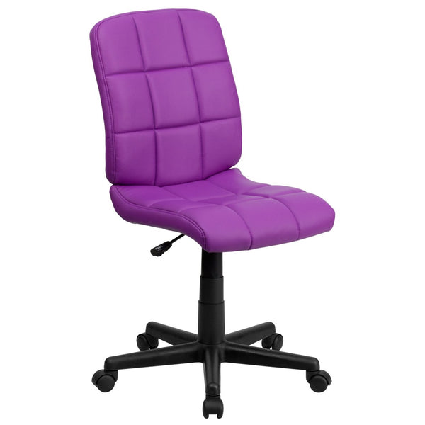 English Elm Clayton Mid-Back Quilted Vinyl Swivel Task Chair - Ergonomic Comfort for Home and Office Spaces Purple GO-1691-1-PUR-GG