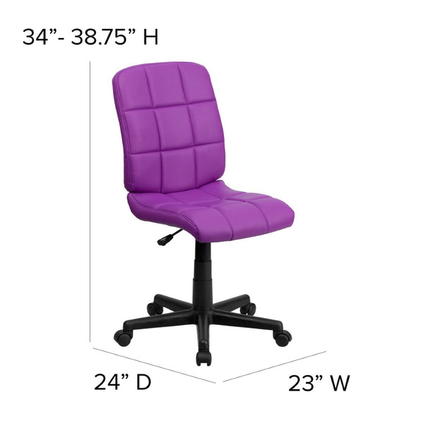 English Elm Clayton Mid-Back Quilted Vinyl Swivel Task Chair - Ergonomic Comfort for Home and Office Spaces Purple GO-1691-1-PUR-GG