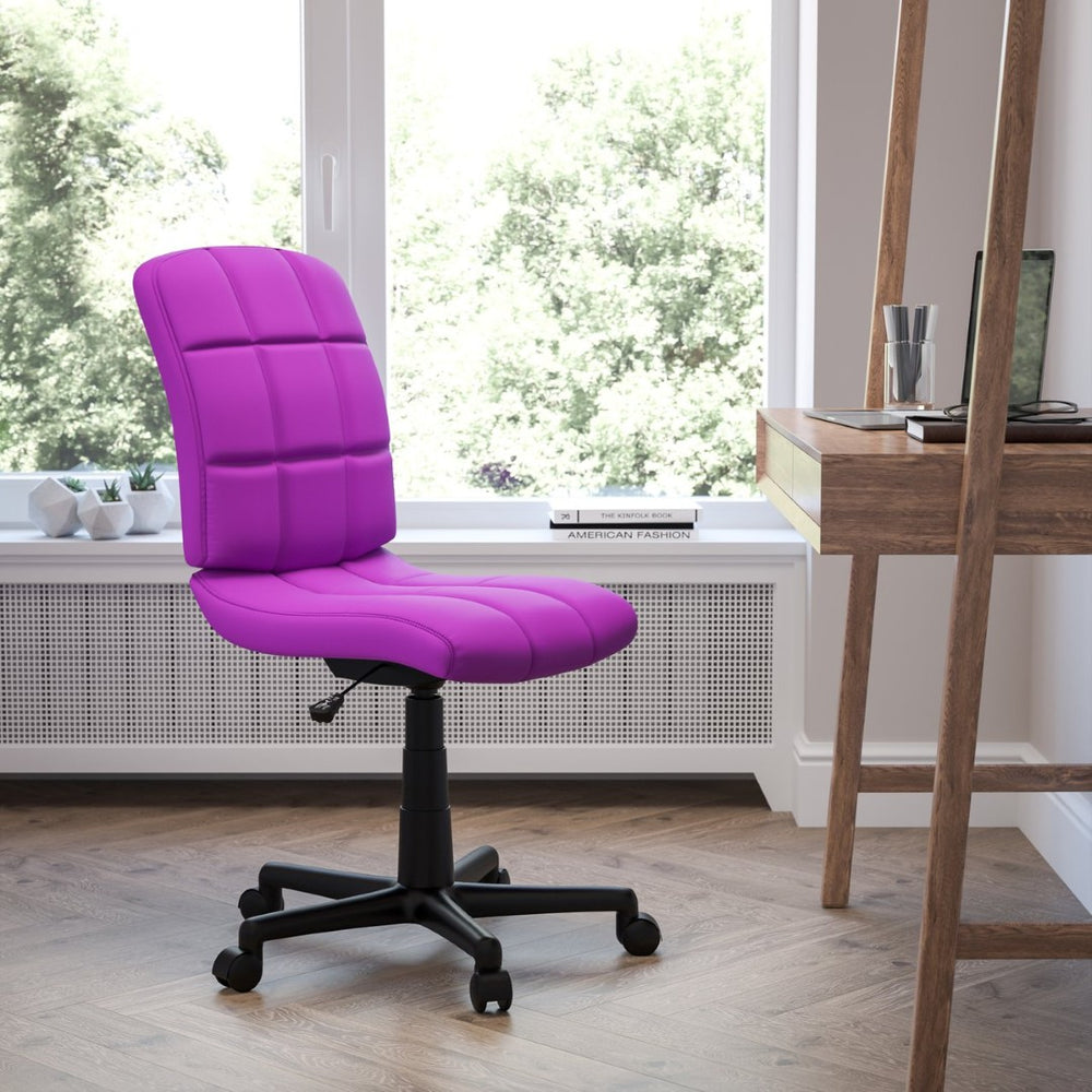 English Elm Clayton Mid-Back Quilted Vinyl Swivel Task Chair - Ergonomic Comfort for Home and Office Spaces Purple GO-1691-1-PUR-GG