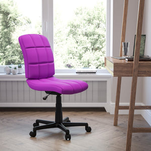 English Elm Clayton Mid-Back Quilted Vinyl Swivel Task Chair - Ergonomic Comfort for Home and Office Spaces Purple GO-1691-1-PUR-GG