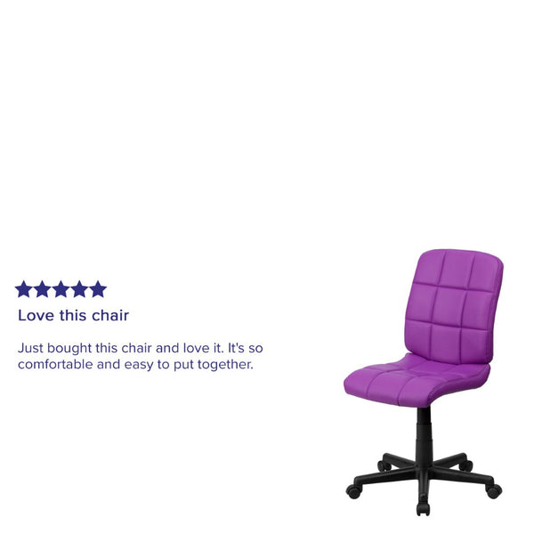 English Elm Clayton Mid-Back Quilted Vinyl Swivel Task Chair - Ergonomic Comfort for Home and Office Spaces Purple GO-1691-1-PUR-GG