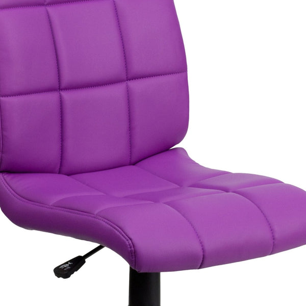 English Elm Clayton Mid-Back Quilted Vinyl Swivel Task Chair - Ergonomic Comfort for Home and Office Spaces Purple GO-1691-1-PUR-GG