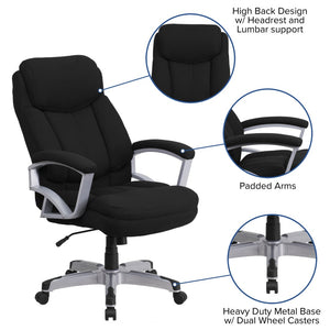 English Elm HERCULES Series Big & Tall 500 lb. Rated Ergonomic Executive Office Chair for Ultimate Comfort Black Fabric GO-1850-1-FAB-GG