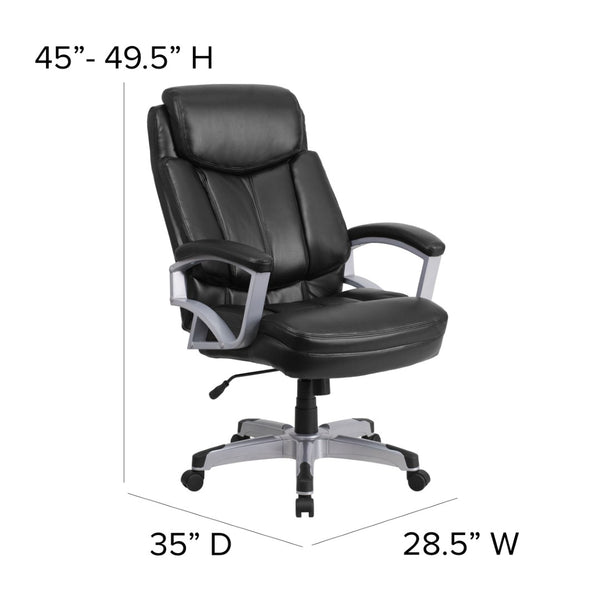 English Elm HERCULES Series Big & Tall 500 lb. Rated Ergonomic Executive Office Chair for Ultimate Comfort Black LeatherSoft GO-1850-1-LEA-GG