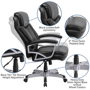 English Elm HERCULES Series Big & Tall 500 lb. Rated Ergonomic Executive Office Chair for Ultimate Comfort Black LeatherSoft GO-1850-1-LEA-GG