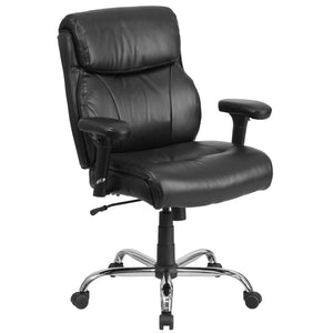 English Elm HERCULES Series Ergonomic Task Office Chair for Big & Tall, 400 lb Capacity, Adjustable Comfort Black LeatherSoft GO-2031-LEA-GG