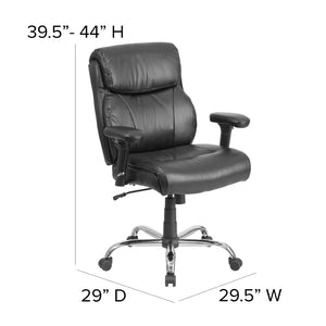 English Elm HERCULES Series Ergonomic Task Office Chair for Big & Tall, 400 lb Capacity, Adjustable Comfort Black LeatherSoft GO-2031-LEA-GG