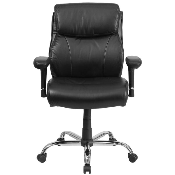 English Elm HERCULES Series Ergonomic Task Office Chair for Big & Tall, 400 lb Capacity, Adjustable Comfort Black LeatherSoft GO-2031-LEA-GG