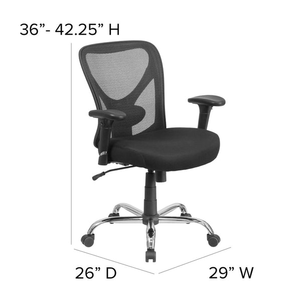 English Elm Big & Tall Office Chair - Ergonomic Adjustable Mesh Swivel Design, Supports Up to 400 lbs, Stylish! GO-2032-GG