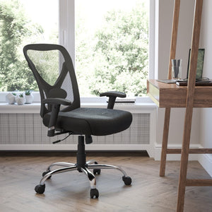 English Elm Big & Tall Office Chair - Ergonomic Adjustable Mesh Swivel Design, Supports Up to 400 lbs, Stylish! GO-2032-GG