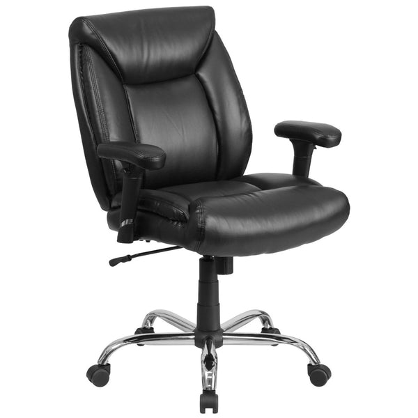 English Elm HERCULES Series Big & Tall Ergonomic Task Office Chair - 400 lb Capacity, Adjustable & Comfortable Black LeatherSoft GO-2073-LEA-GG