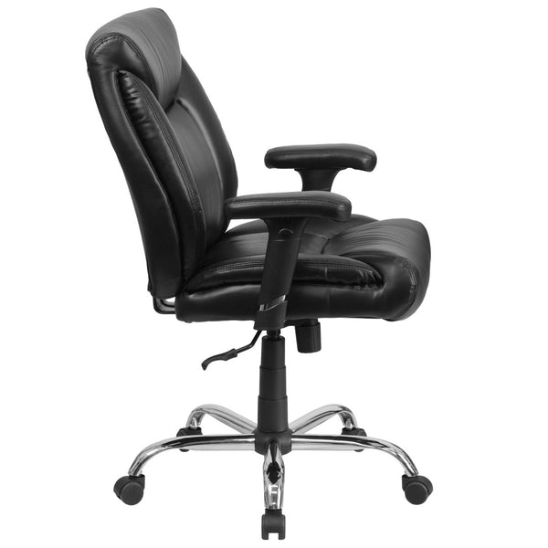 English Elm HERCULES Series Big & Tall Ergonomic Task Office Chair - 400 lb Capacity, Adjustable & Comfortable Black LeatherSoft GO-2073-LEA-GG