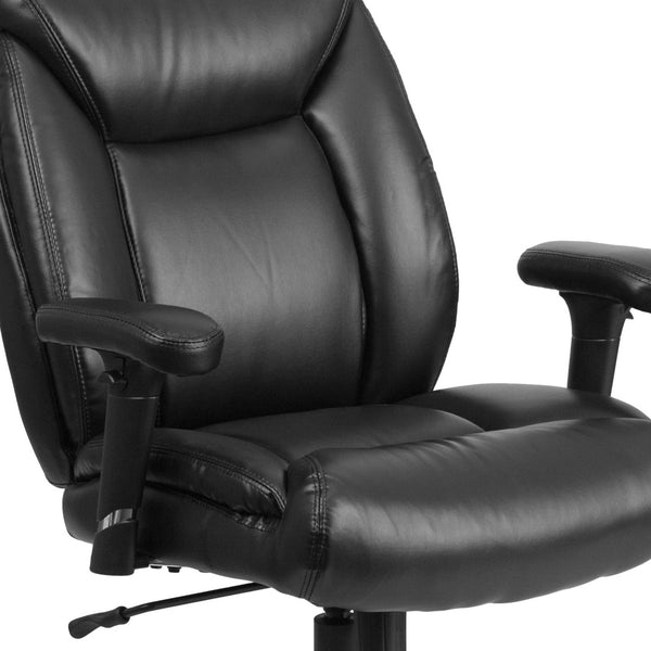 English Elm HERCULES Series Big & Tall Ergonomic Task Office Chair - 400 lb Capacity, Adjustable & Comfortable Black LeatherSoft GO-2073-LEA-GG