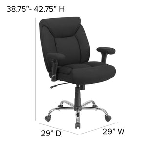 English Elm HERCULES Series Big & Tall Ergonomic Task Office Chair - 400 lb Capacity, Adjustable & Comfortable Black Fabric GO-2073F-GG
