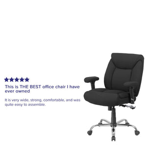 English Elm HERCULES Series Big & Tall Ergonomic Task Office Chair - 400 lb Capacity, Adjustable & Comfortable Black Fabric GO-2073F-GG