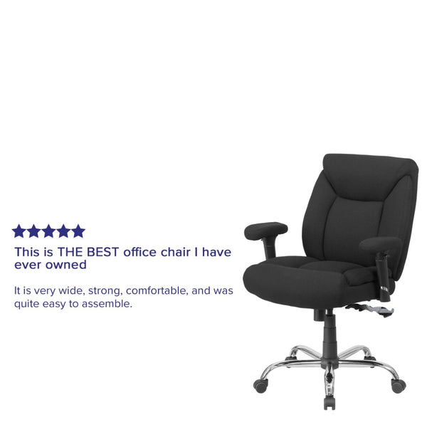 English Elm HERCULES Series Big & Tall Ergonomic Task Office Chair - 400 lb Capacity, Adjustable & Comfortable Black Fabric GO-2073F-GG
