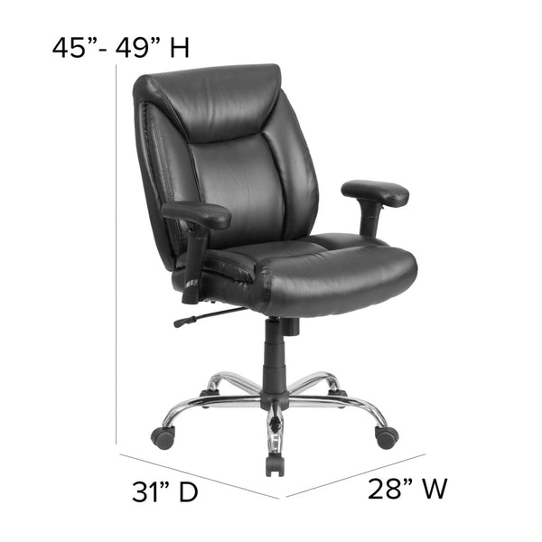 English Elm HERCULES 24/7 Ergonomic Executive Office Chair for Big & Tall Users - 500 lb Capacity & Comfort Black LeatherSoft GO-2078-LEA-GG