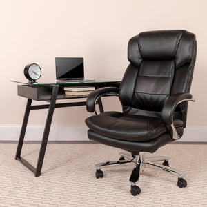 English Elm HERCULES 24/7 Ergonomic Executive Office Chair for Big & Tall Users - 500 lb Capacity & Comfort Black LeatherSoft GO-2078-LEA-GG
