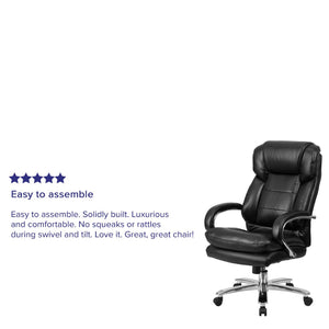 English Elm HERCULES 24/7 Ergonomic Executive Office Chair for Big & Tall Users - 500 lb Capacity & Comfort Black LeatherSoft GO-2078-LEA-GG