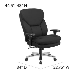 English Elm HERCULES Series Big & Tall Executive Ergonomic Office Chair for 24/7 Comfort and Support, 400 lb Capacity Black Fabric GO-2085-GG