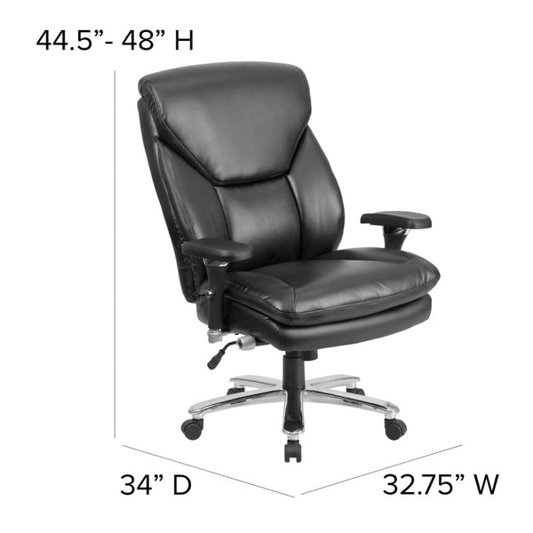 English Elm HERCULES Series Big & Tall Executive Ergonomic Office Chair for 24/7 Comfort and Support, 400 lb Capacity Black LeatherSoft GO-2085-LEA-GG