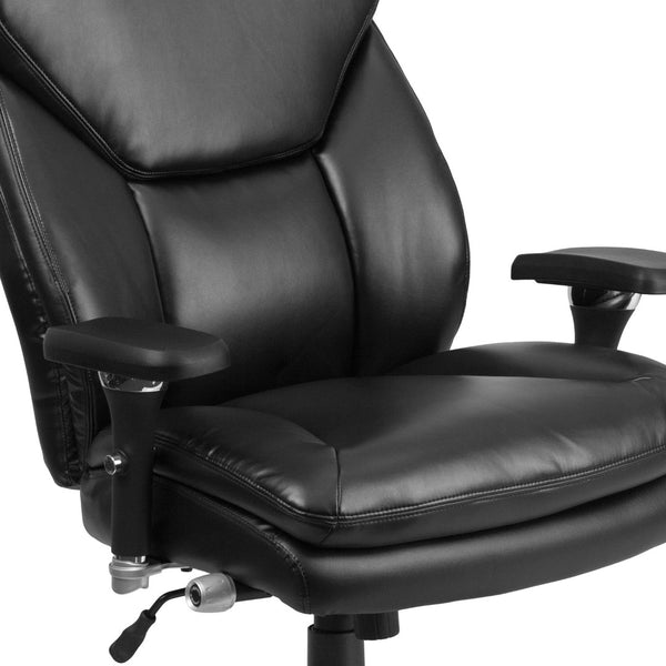 English Elm HERCULES Series Big & Tall Executive Ergonomic Office Chair for 24/7 Comfort and Support, 400 lb Capacity Black LeatherSoft GO-2085-LEA-GG