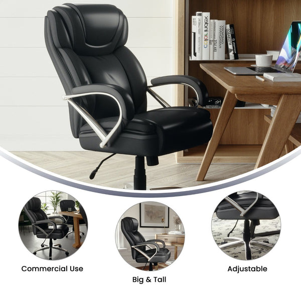 English Elm HERCULES Series Big & Tall Executive Swivel Office Chair with 500 lb Capacity for Ultimate Comfort Black GO-2092M-1-BK-GG