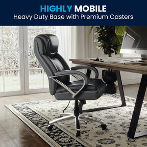 English Elm HERCULES Series Big & Tall Executive Swivel Office Chair with 500 lb Capacity for Ultimate Comfort Black GO-2092M-1-BK-GG