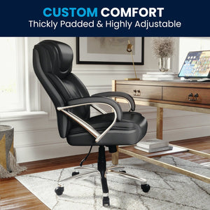 English Elm HERCULES Series Big & Tall Executive Swivel Office Chair with 500 lb Capacity for Ultimate Comfort Black GO-2092M-1-BK-GG