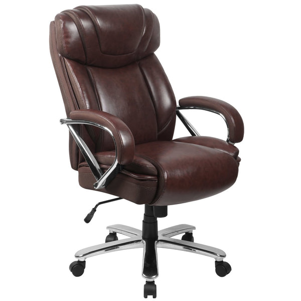 English Elm HERCULES Series Big & Tall Executive Swivel Office Chair with 500 lb Capacity for Ultimate Comfort Brown GO-2092M-1-BN-GG