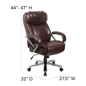 English Elm HERCULES Series Big & Tall Executive Swivel Office Chair with 500 lb Capacity for Ultimate Comfort Brown GO-2092M-1-BN-GG