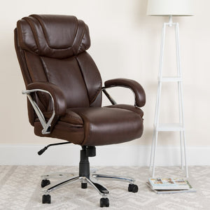 English Elm HERCULES Series Big & Tall Executive Swivel Office Chair with 500 lb Capacity for Ultimate Comfort Brown GO-2092M-1-BN-GG