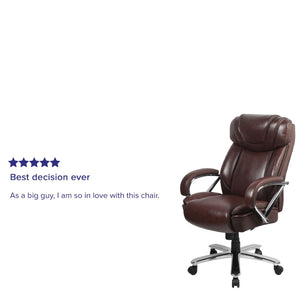 English Elm HERCULES Series Big & Tall Executive Swivel Office Chair with 500 lb Capacity for Ultimate Comfort Brown GO-2092M-1-BN-GG