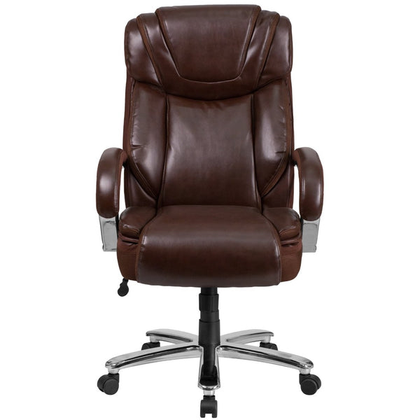 English Elm HERCULES Series Big & Tall Executive Swivel Office Chair with 500 lb Capacity for Ultimate Comfort Brown GO-2092M-1-BN-GG