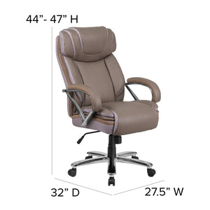 English Elm HERCULES Series Big & Tall Executive Swivel Office Chair with 500 lb Capacity for Ultimate Comfort Taupe GO-2092M-1-TP-GG