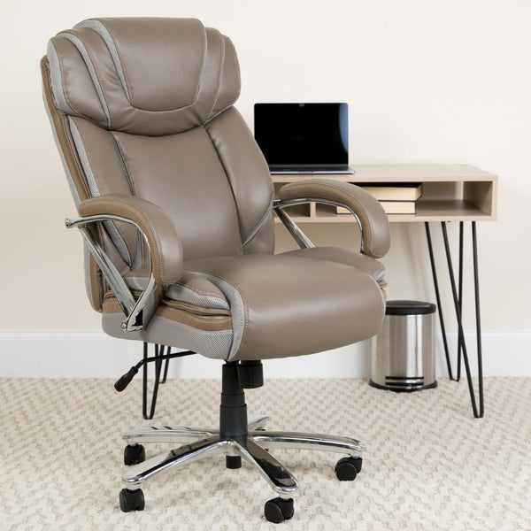 English Elm HERCULES Series Big & Tall Executive Swivel Office Chair with 500 lb Capacity for Ultimate Comfort Taupe GO-2092M-1-TP-GG