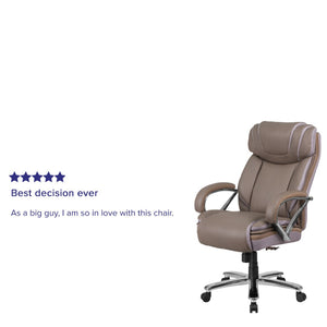 English Elm HERCULES Series Big & Tall Executive Swivel Office Chair with 500 lb Capacity for Ultimate Comfort Taupe GO-2092M-1-TP-GG