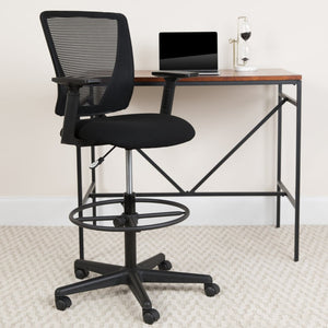 English Elm Harper Ergonomic Mid-Back Drafting Chair with Breathable Mesh, Adjustable Features & Foot Ring GO-2100-A-GG