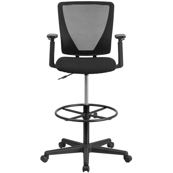 English Elm Harper Ergonomic Mid-Back Drafting Chair with Breathable Mesh, Adjustable Features & Foot Ring GO-2100-A-GG