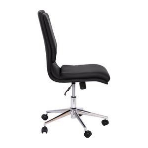 English Elm Madigan Mid-Back Armless Swivel Task Chair with LeatherSoft Upholstery and Chrome Base for Comfort Black GO-21111-BK-GG